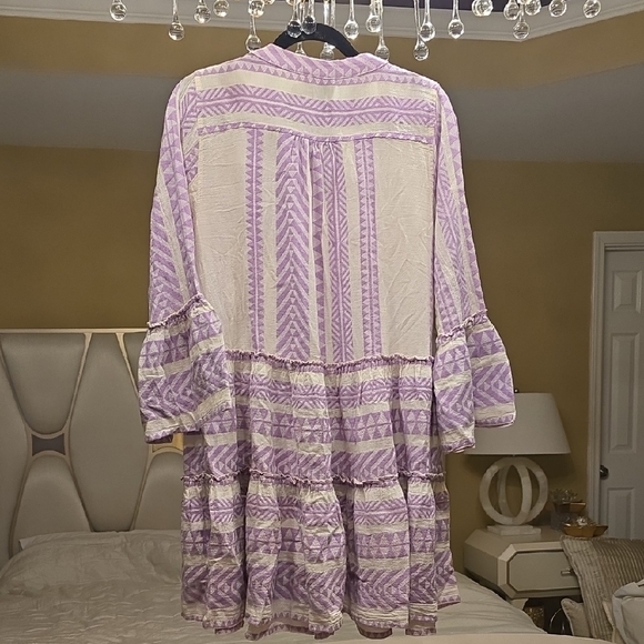 Devotion TWINS Lavender and Cream Long Sleeve Dress - Picture 7 of 16